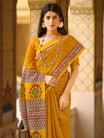 Thumbnail for NOZ2TOZ Women's Bhagalpuri Silk Mustard Printed Designer Saree With Blouse Piece - Distacart