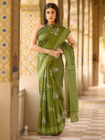 Thumbnail for NOZ2TOZ Women's Bhagalpuri Silk Olive Printed Designer Saree With Blouse Piece - Distacart