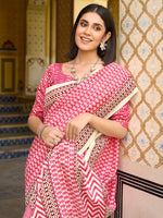 Thumbnail for NOZ2TOZ Women's Bhagalpuri Silk Pink Printed Designer Saree With Blouse Piece - Distacart