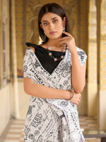 Thumbnail for NOZ2TOZ Women's Bhagalpuri Silk White Printed Designer Saree With Blouse Piece - Distacart