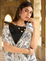 Thumbnail for NOZ2TOZ Women's Bhagalpuri Silk White Printed Designer Saree With Blouse Piece - Distacart