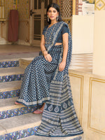 Thumbnail for NOZ2TOZ Women's Bhagalpuri Silk Grey Printed Designer Saree With Blouse Piece - Distacart