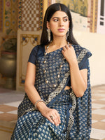 Thumbnail for NOZ2TOZ Women's Bhagalpuri Silk Grey Printed Designer Saree With Blouse Piece - Distacart