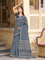 Thumbnail for NOZ2TOZ Women's Bhagalpuri Silk Grey Printed Designer Saree With Blouse Piece - Distacart