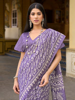 Thumbnail for NOZ2TOZ Women's Bhagalpuri Silk Lavender Printed Designer Saree With Blouse Piece - Distacart