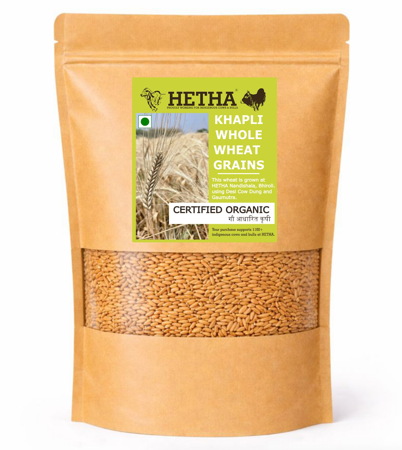 Hetha Khapli Whole Wheat Grains - Certified Organic by ECOCERT - Dista