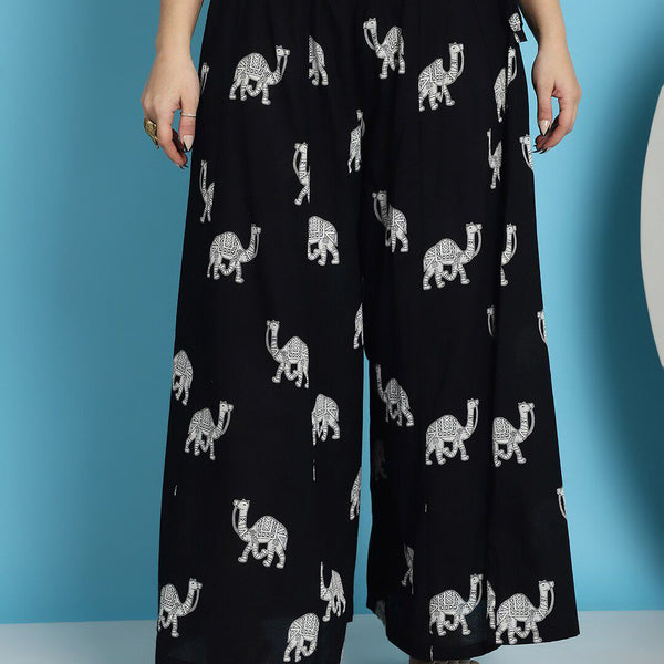 TAG 7 Printed Pure Cotton Flared Palazzo - Distacart