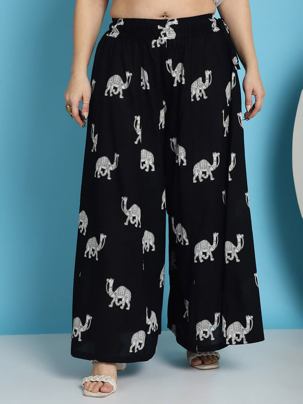 TAG 7 Printed Pure Cotton Flared Palazzo