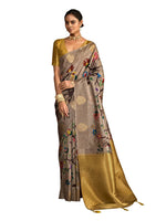 Thumbnail for Joban Fashion Multi Color Soft Silk Weaving Fabric With Digital Jamdani Print With Jacquard Rich Pallu & Blouse With Spring Tassels