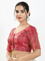 Thumbnail for Joban Fashion Pink Brocade Padded Blouse With Sweetheart Neck Elbow Sleeves