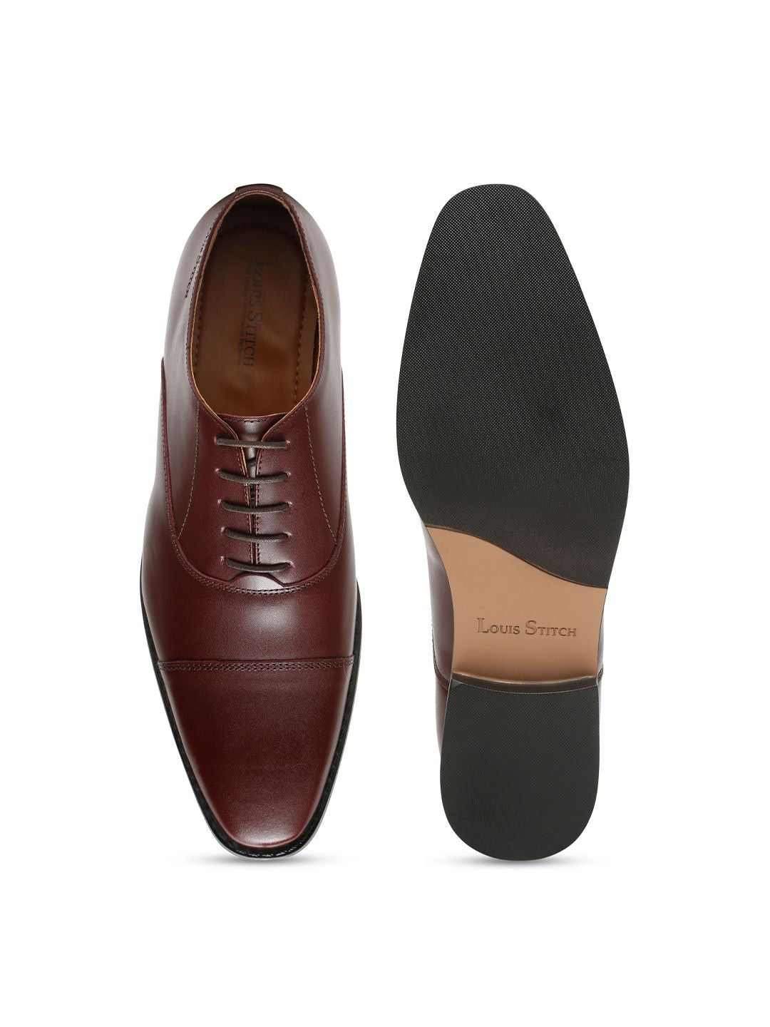 LOUIS STITCH Louis Stitch Men Rosewood Premium Italian Leather Formal Derby Shoes