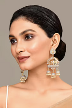 Thumbnail for Elephant Shape Gray Jhumki Drop Earrings for Womens by House of Ree - Distacart