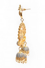 Thumbnail for Elephant Shape Gray Jhumki Drop Earrings for Womens by House of Ree - Distacart