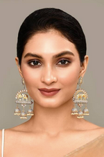 Thumbnail for Elephant Shape Gray Jhumki Drop Earrings for Womens by House of Ree - Distacart