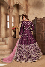 Thumbnail for Anaita Purple Embroidered Art Silk Anarkali Suit - Distacart