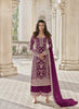 Anaita Purple Net Semi Stitched Suit with Coding and Embroidery Work - Dista