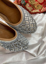 Thumbnail for Desi Colour Women Indian Ethnic Footwear-Mirror Art- Grey - Distacart