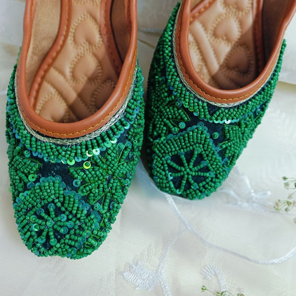 Desi Colour Women Indian Ethnic Footwear-Green Pearl - Distacart
