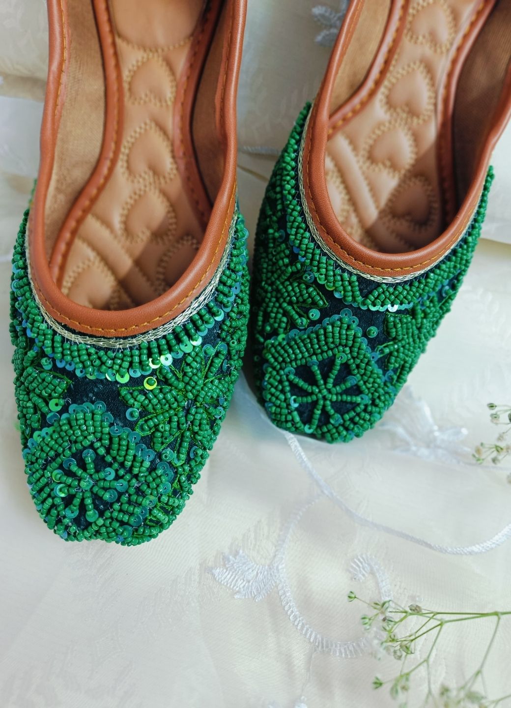 Desi Colour Women Indian Ethnic Footwear-Green Pearl - Distacart
