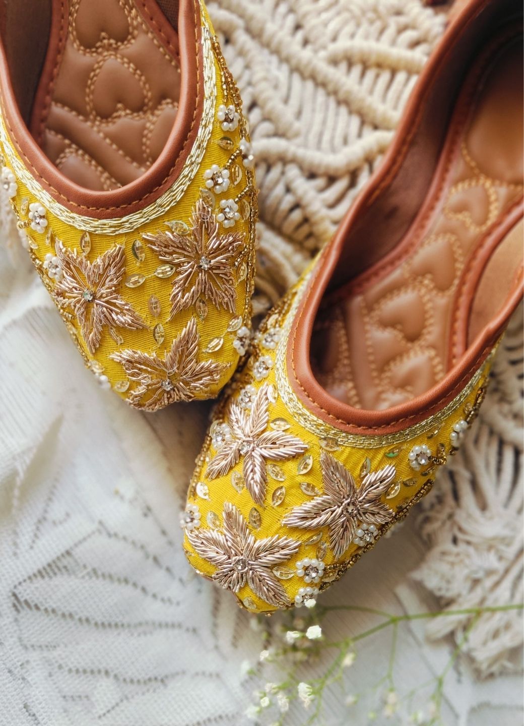 Desi Colour Women Indian Ethnic Footwear-Yellow Dabka - Distacart