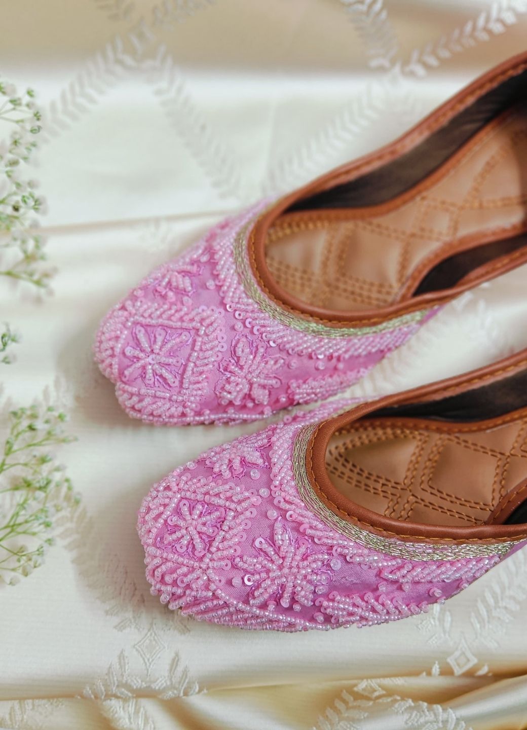 Desi Colour Women Indian Ethnic Footwear-Baby Pink Pearl - Distacart