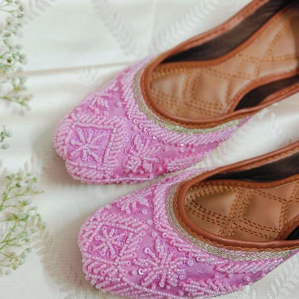 Desi Colour Women Indian Ethnic Footwear-Baby Pink Pearl - Distacart