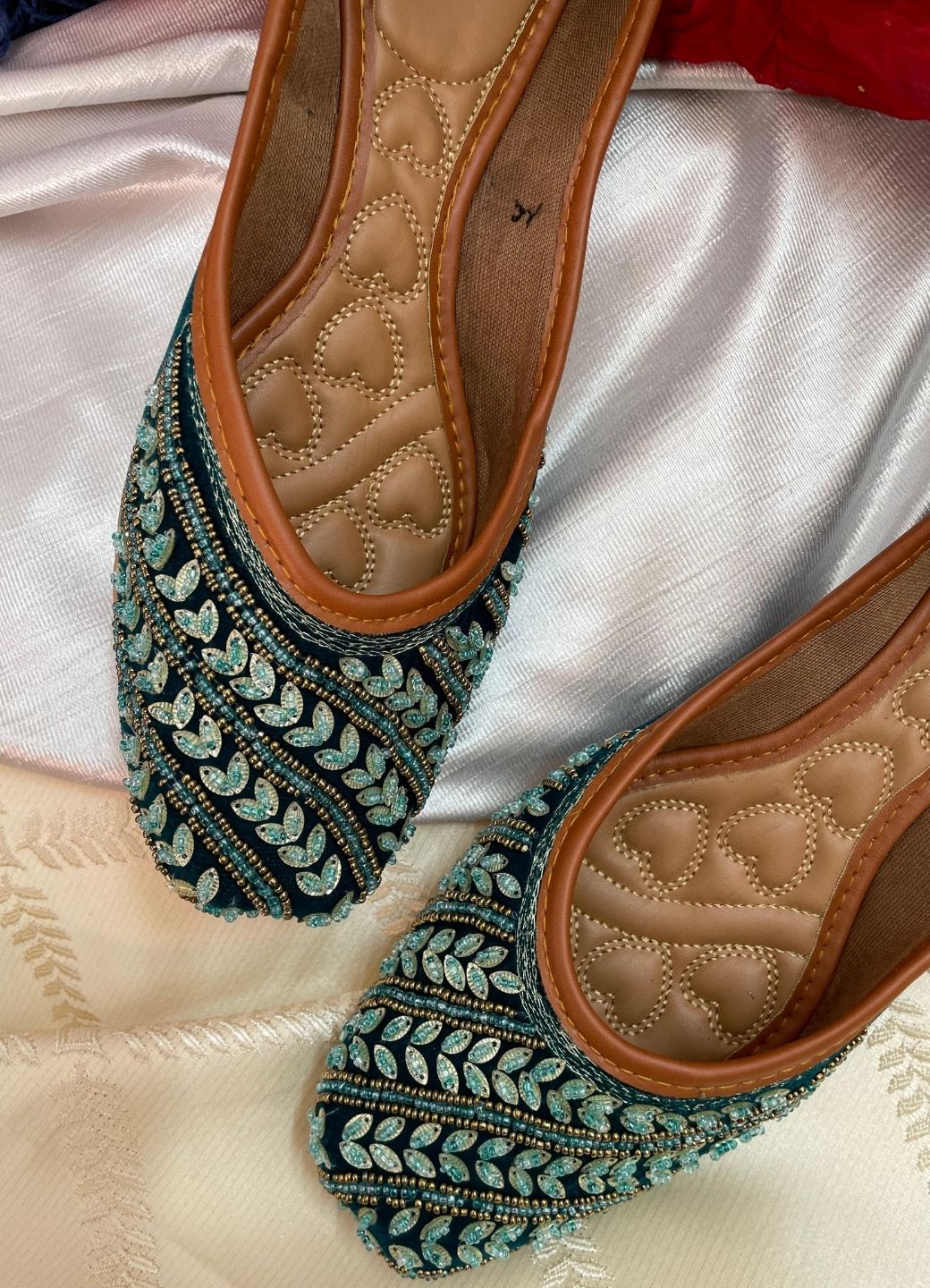Desi Colour Women Indian Ethnic Footwear-Velvet Teal - Distacart