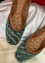 Thumbnail for Desi Colour Women Indian Ethnic Footwear-Velvet Teal - Distacart