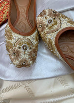 Thumbnail for Desi Colour Women Indian Ethnic Footwear-Golden Heavy Work - Distacart