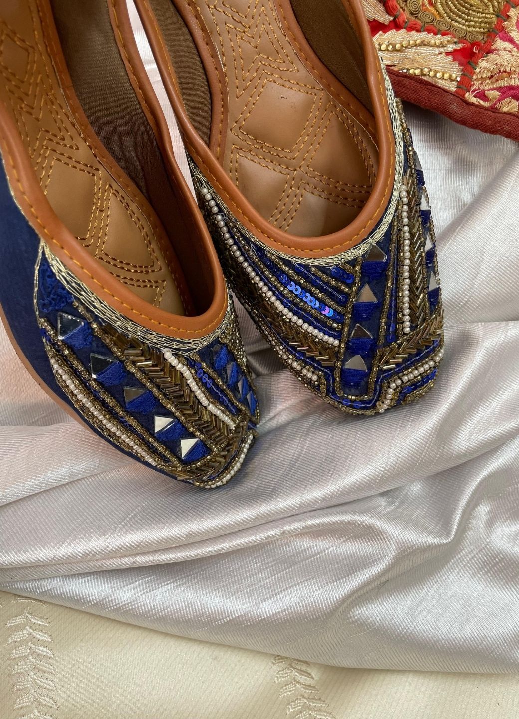 Desi Colour Women Indian Ethnic Footwear-Navy Blue Emb - Distacart