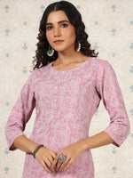 Thumbnail for Ode by House of Pataudi Printed Round Neck Straight Kurta - Distacart