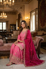 Thumbnail for Anaita Pink Chinon Stitched Suit With Embroidery & Sequence Work - Distacart
