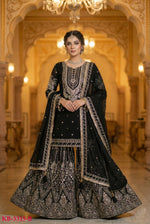 Thumbnail for Anaita Black Georgette Stitched Suit With Embroidery & Sequence Work - Distacart