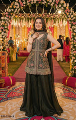 Thumbnail for Anaita Mehendi Georgette Stitched Suit With Multi Embroidery & Sequence Work - Distacart