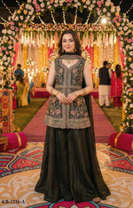 Thumbnail for Anaita Mehendi Georgette Stitched Suit With Multi Embroidery & Sequence Work - Distacart