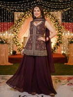 Thumbnail for Anaita Maroon Georgette Stitched Suit With Multi Embroidery & Sequence Work - Distacart