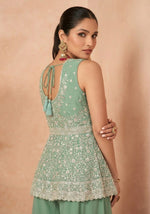 Thumbnail for Anaita Green Georgette Stitched Palazzo Suit with Embroidery & Sequence Work - Distacart