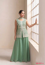 Thumbnail for Anaita Green Georgette Stitched Palazzo Suit with Embroidery & Sequence Work - Distacart