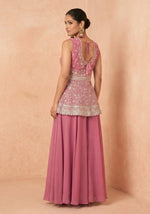Thumbnail for Anaita Pink Georgette Stitched Palazzo Suit with Embroidery & Sequence Work - Distacart
