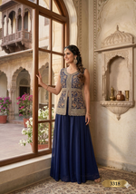 Thumbnail for Anaita Navy Georgette Stitched Plazzo Suit with Sequence Lakhnavi Embroidery work - Distacart