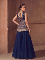 Thumbnail for Anaita Navy Georgette Stitched Plazzo Suit with Sequence Lakhnavi Embroidery work - Distacart
