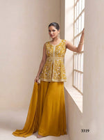 Thumbnail for Anaita Yellow Georgette Stitched Plazzo Suit with Sequence Lakhnavi Embroidery work - Distacart