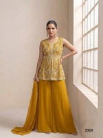 Thumbnail for Anaita Yellow Georgette Stitched Plazzo Suit with Sequence Lakhnavi Embroidery work - Distacart