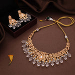 Thumbnail for Tehzeeb Creations Gold-Polished White Colour Necklace With Stud - Distacart