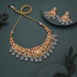 Thumbnail for Tehzeeb Creations Gold-Polished White Colour Necklace With Stud - Distacart