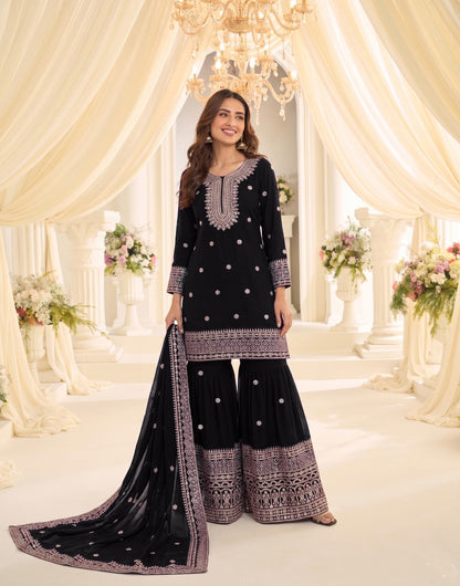 Anaita Black Chinon Readymade Suit with Embroidery & Sequence Work - Dista