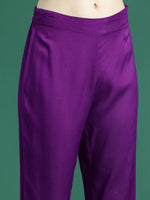 Thumbnail for Sangria Mirror Work Embroidered Regular Gotta Patti A-Line Kurta With Trousers & Dupatta