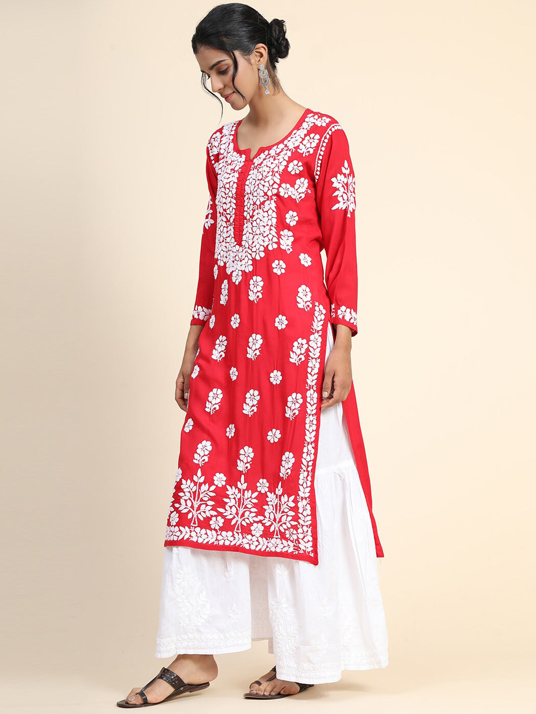 HOUSE OF KARI Women Embroidered Chikankari Cotton Kurta - Distacart