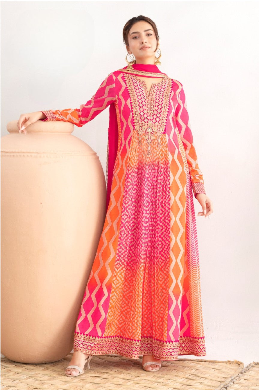 Anaita Pink Chinon Stitched Anarkali Suits With Embroidery & Sequence Work - Distacart