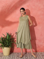 Thumbnail for InWeave Olive Lurex Short Palazzo Kurta Set